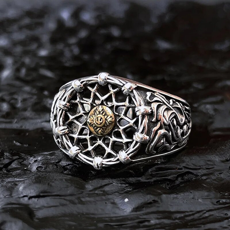 Νέα άφιξη Ρετρό σταυρός λουλούδι Ταϊλανδέζικο ασημένιο ανδρικό δαχτυλίδι Αξεσουάρ κοσμήματα Δώρα γενεθλίων που δεν ξεθωριάζουν ποτέ φτηνά