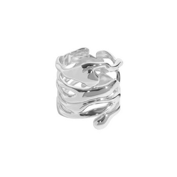 2023 Νέα άφιξη Ακανόνιστο κούφιο ασημί φαρδύ δαχτυλίδι Γυναικεία μόδα ρετρό Μοναδικό σχέδιο Χειροποίητα δώρα κοσμημάτων