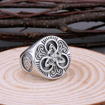 Ανοξείδωτο ατσάλι Viking Vintage Trinity Rune Ring για άνδρες Αξεσουάρ Nordic Odin Valknut φυλαχτό Ανδρικά κοσμήματα μόδας Celtic Knot