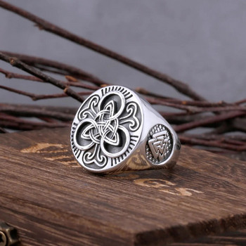 Ανοξείδωτο ατσάλι Viking Vintage Trinity Rune Ring για άνδρες Αξεσουάρ Nordic Odin Valknut φυλαχτό Ανδρικά κοσμήματα μόδας Celtic Knot