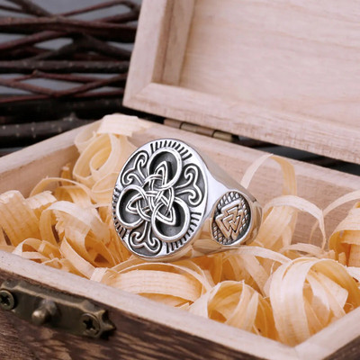 Ανοξείδωτο ατσάλι Viking Vintage Trinity Rune Ring για άνδρες Αξεσουάρ Nordic Odin Valknut φυλαχτό Ανδρικά κοσμήματα μόδας Celtic Knot