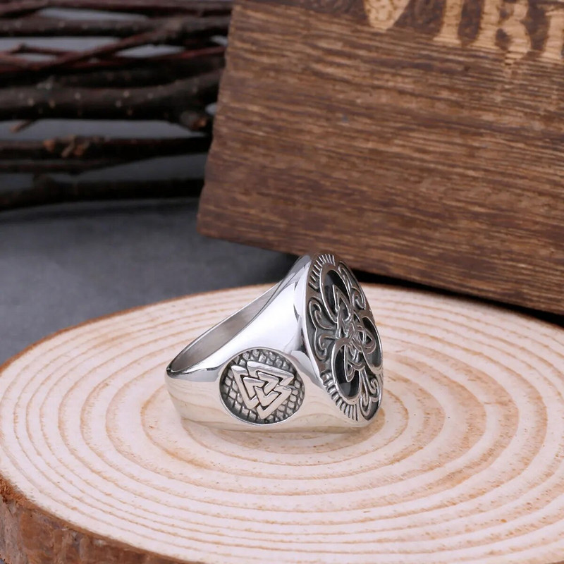 Ανοξείδωτο ατσάλι Viking Vintage Trinity Rune Ring για άνδρες Αξεσουάρ Nordic Odin Valknut φυλαχτό Ανδρικά κοσμήματα μόδας Celtic Knot