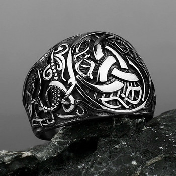 Viking Dragon Rune Пръстен от неръждаема стомана Мъжки викингски моден темпераментен пръстен Хип-хоп Street Мъжки мотоциклет Мъжки бижута