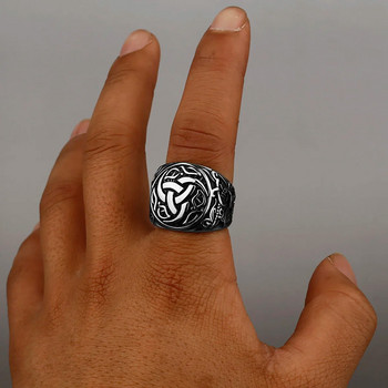 Ανδρικό δαχτυλίδι από ανοξείδωτο ατσάλι Viking Dragon Rune Δαχτυλίδι Viking Fashion Temperament Δαχτυλίδι Hip-hop Street Ανδρικά κοσμήματα μοτοσικλέτας