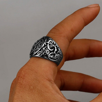 Viking Dragon Rune Пръстен от неръждаема стомана Мъжки викингски моден темпераментен пръстен Хип-хоп Street Мъжки мотоциклет Мъжки бижута