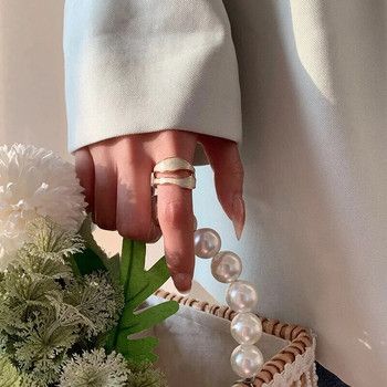 1 τμχ Vintage λευκό σμάλτο μεταλλικό ακανόνιστο σχήμα Γεωμετρικό ανοιχτό ρυθμιζόμενο δαχτυλίδι για γυναίκες Μόδα κοσμήματα Δώρα γενεθλίων