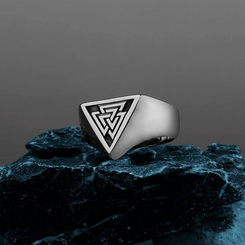 316L από ανοξείδωτο χάλυβα Μινιμαλιστικό Τρίγωνο Valknut Σύμβολο Δαχτυλίδι Nordic Rune Protector Δαχτυλίδι φυλαχτό Κοσμήματα Βίκινγκ