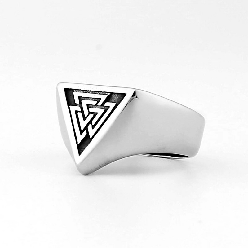 316L roostevabast terasest minimalistlik Valknut kolmnurga sümbol Signett Sõrmus Nordic Rune Protector Amulett Sõrmus Viking Ehted