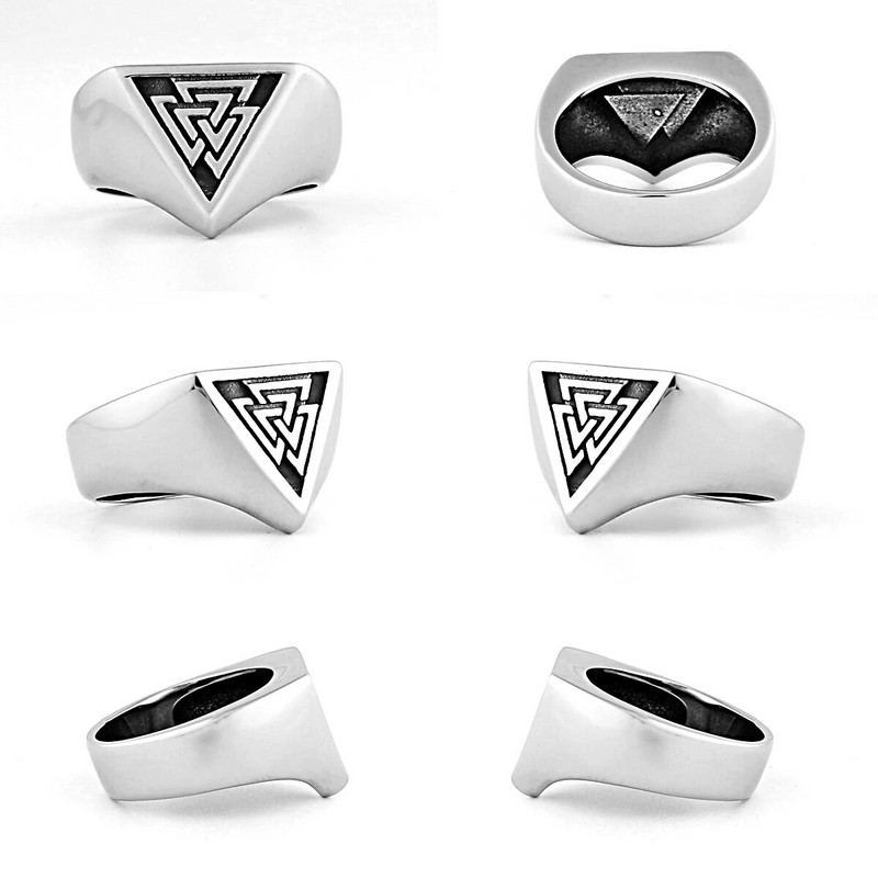 316L roostevabast terasest minimalistlik Valknut kolmnurga sümbol Signett Sõrmus Nordic Rune Protector Amulett Sõrmus Viking Ehted