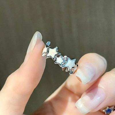 Vintage Irregular Cross Star avatud sõrmus naistele Meestele Punk Gooti Sliver värvi reguleeritav paarisõrmused Y2K Egirl ehe kingitus