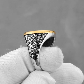 Мъжки пръстен Viking Valknut от неръждаема стомана Пръстен с амулет с келтски възел Хип-хоп Байкър Пънк Творчески подарък Северни бижута на едро