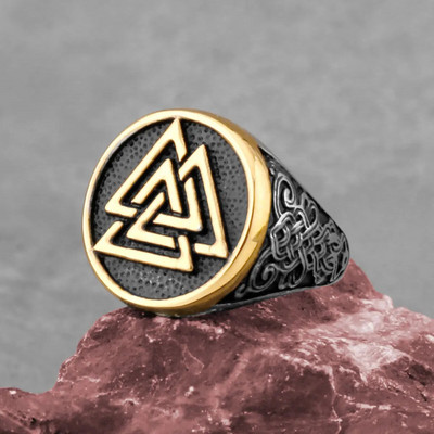 Férfi Viking Valknut gyűrű rozsdamentes acél kelta csomó amulett gyűrű hip hop motoros punk kreatív ajándék skandináv ékszer nagykereskedés