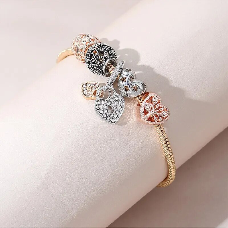 1tk Südamekujuline elupuu käevõru Naiste moeehted Vaskkett isetehtud helmed ehted