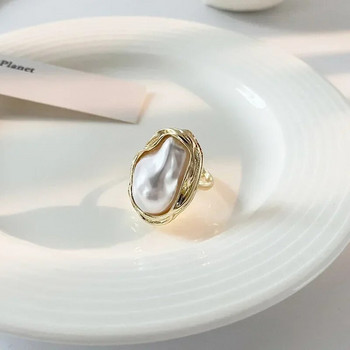 2023 Νέο σχέδιο αστερίας δαχτυλιδιού με μαργαριτάρι σε σχήμα χρυσού χρώματος ρυθμιζόμενα δαχτυλίδια για γυναίκες Πολυτελές αξεσουάρ Κορεατικής μόδας για πάρτι