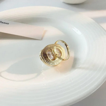 2023 Νέο σχέδιο αστερίας δαχτυλιδιού με μαργαριτάρι σε σχήμα χρυσού χρώματος ρυθμιζόμενα δαχτυλίδια για γυναίκες Πολυτελές αξεσουάρ Κορεατικής μόδας για πάρτι