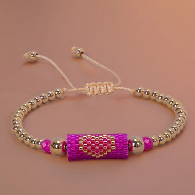 Μπρασελέ Heart Miyuki Χειροποίητο υφαντό ρυθμιζόμενο σκληρές επίχρυσες χάντρες για γυναίκες Μόδα κοσμήματα Summer Love Beach Boho Δώρο