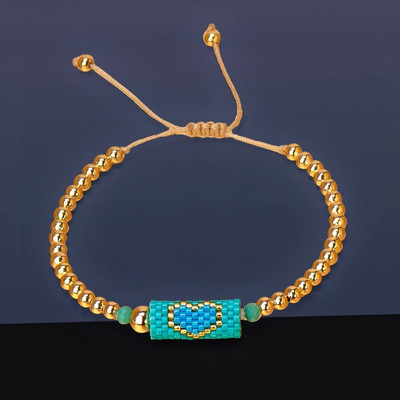 Μπρασελέ Heart Miyuki Χειροποίητο υφαντό ρυθμιζόμενο σκληρές επίχρυσες χάντρες για γυναίκες Μόδα κοσμήματα Summer Love Beach Boho Δώρο