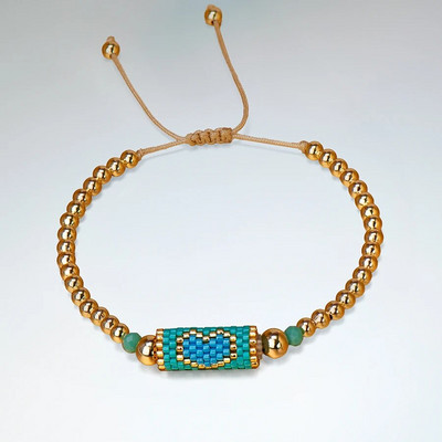 Μπρασελέ Heart Miyuki Χειροποίητο υφαντό ρυθμιζόμενο σκληρές επίχρυσες χάντρες για γυναίκες Μόδα κοσμήματα Summer Love Beach Boho Δώρο