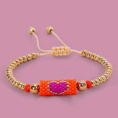 Μπρασελέ Heart Miyuki Χειροποίητο υφαντό ρυθμιζόμενο σκληρές επίχρυσες χάντρες για γυναίκες Μόδα κοσμήματα Summer Love Beach Boho Δώρο