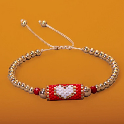 Μπρασελέ Heart Miyuki Χειροποίητο υφαντό ρυθμιζόμενο σκληρές επίχρυσες χάντρες για γυναίκες Μόδα κοσμήματα Summer Love Beach Boho Δώρο