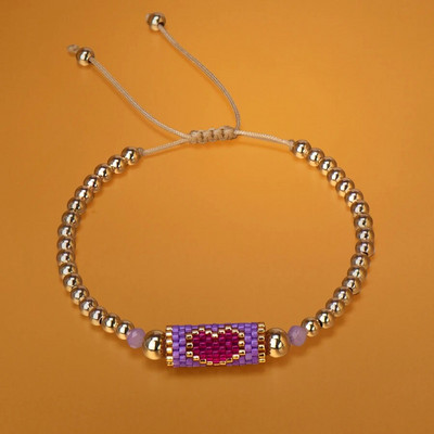 Μπρασελέ Heart Miyuki Χειροποίητο υφαντό ρυθμιζόμενο σκληρές επίχρυσες χάντρες για γυναίκες Μόδα κοσμήματα Summer Love Beach Boho Δώρο