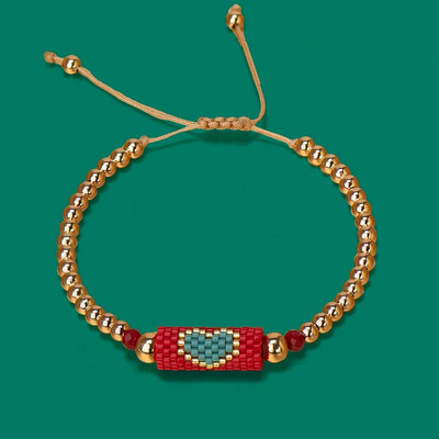 Μπρασελέ Heart Miyuki Χειροποίητο υφαντό ρυθμιζόμενο σκληρές επίχρυσες χάντρες για γυναίκες Μόδα κοσμήματα Summer Love Beach Boho Δώρο