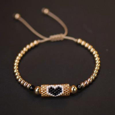 Μπρασελέ Heart Miyuki Χειροποίητο υφαντό ρυθμιζόμενο σκληρές επίχρυσες χάντρες για γυναίκες Μόδα κοσμήματα Summer Love Beach Boho Δώρο