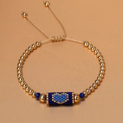 Μπρασελέ Heart Miyuki Χειροποίητο υφαντό ρυθμιζόμενο σκληρές επίχρυσες χάντρες για γυναίκες Μόδα κοσμήματα Summer Love Beach Boho Δώρο