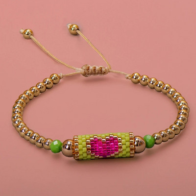 Μπρασελέ Heart Miyuki Χειροποίητο υφαντό ρυθμιζόμενο σκληρές επίχρυσες χάντρες για γυναίκες Μόδα κοσμήματα Summer Love Beach Boho Δώρο