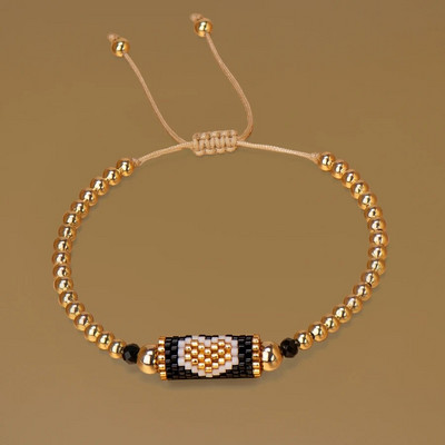 Μπρασελέ Heart Miyuki Χειροποίητο υφαντό ρυθμιζόμενο σκληρές επίχρυσες χάντρες για γυναίκες Μόδα κοσμήματα Summer Love Beach Boho Δώρο