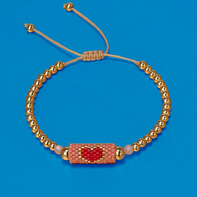 Μπρασελέ Heart Miyuki Χειροποίητο υφαντό ρυθμιζόμενο σκληρές επίχρυσες χάντρες για γυναίκες Μόδα κοσμήματα Summer Love Beach Boho Δώρο