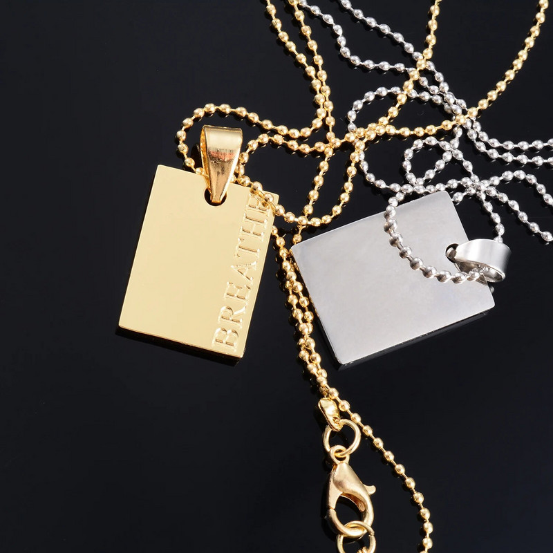 Κλασικό απλό χαραγμένο από ανοξείδωτο ατσάλι Στρατιωτικό κολιέ χρυσό χρώμα Ασημί χρώμα ορθογώνιο κρεμαστό κόσμημα αξεσουάρ
