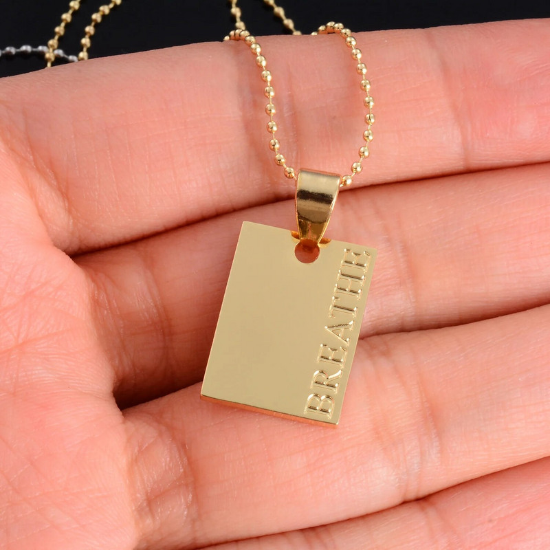 Κλασικό απλό χαραγμένο από ανοξείδωτο ατσάλι Στρατιωτικό κολιέ χρυσό χρώμα Ασημί χρώμα ορθογώνιο κρεμαστό κόσμημα αξεσουάρ