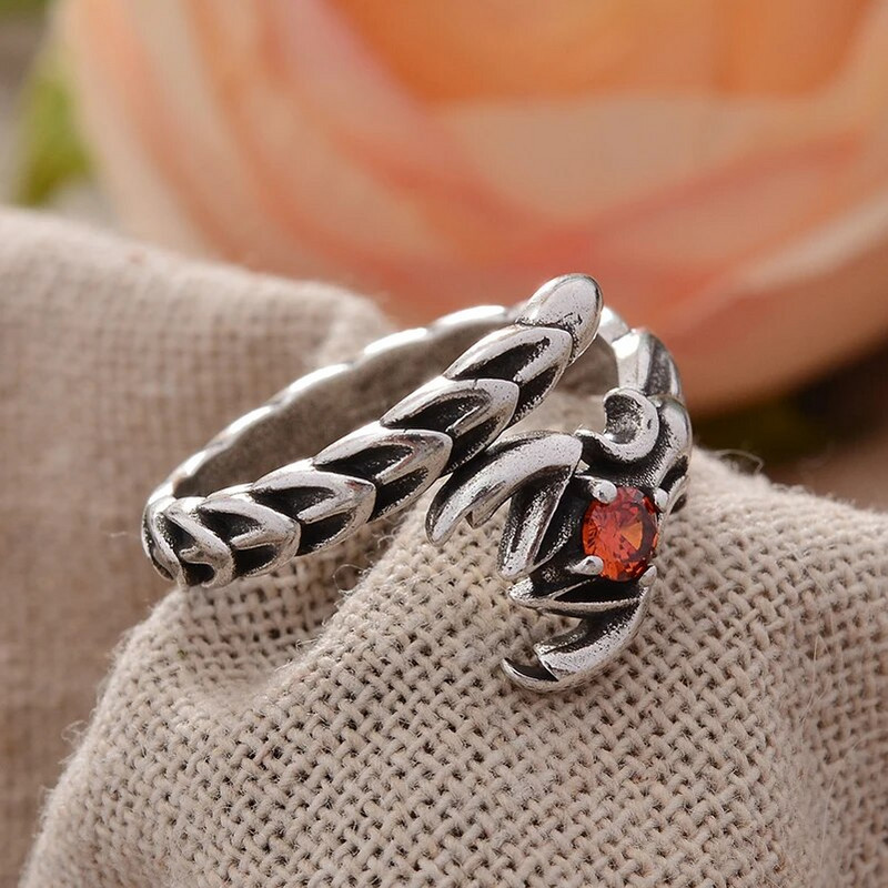 2023 New Arrival Retro Scorpion Design Red Crystal Ταϊλανδέζικο ασημένιο γυναικείο δαχτυλίδι πάρτι Χονδρικό κόσμημα για γυναίκες Δώρα No Fade