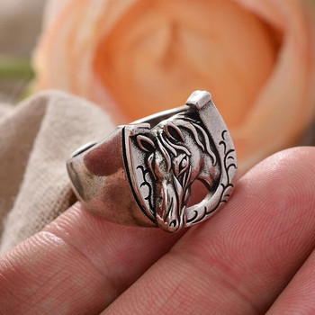 Нов дизайн Винтидж подкова и конска глава Тайландски сребърни унисекс парти пръстени Оригинални бижута за жени Мъже Подаръци