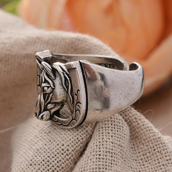 Нов дизайн Винтидж подкова и конска глава Тайландски сребърни унисекс парти пръстени Оригинални бижута за жени Мъже Подаръци