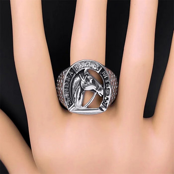 Δαχτυλίδι κεφαλής αλόγου για γυναίκες Ανδρικά δαχτυλίδια από ανοξείδωτο ατσάλι, δαχτυλίδια πέταλο, κοσμήματα, δώρο ζώων για το Boyfriend RRR523S03