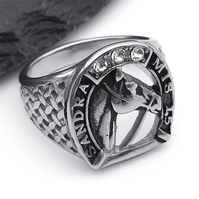 Δαχτυλίδι κεφαλής αλόγου για γυναίκες Ανδρικά δαχτυλίδια από ανοξείδωτο ατσάλι, δαχτυλίδια πέταλο, κοσμήματα, δώρο ζώων για το Boyfriend RRR523S03