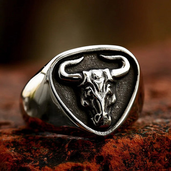BEIER 2023 Ειδικού σχεδίου Δαχτυλίδι από ανοξείδωτο ατσάλι κεφαλής αγελάδας σε σχήμα καρδιάς Δαχτυλίδι ζώου για άνδρες Μόδα κοσμήματα δώρο για φίλο