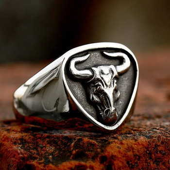 BEIER 2023 Ειδικού σχεδίου Δαχτυλίδι από ανοξείδωτο ατσάλι κεφαλής αγελάδας σε σχήμα καρδιάς Δαχτυλίδι ζώου για άνδρες Μόδα κοσμήματα δώρο για φίλο