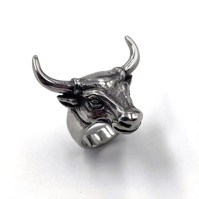 Bull Animals Domineering Vintage Wolf Δαχτυλίδι από ανοξείδωτο ατσάλι Punk Bikers Μόδα κοσμήματα Gothic Party Ανδρικά δαχτυλίδια Unisex Χονδρική