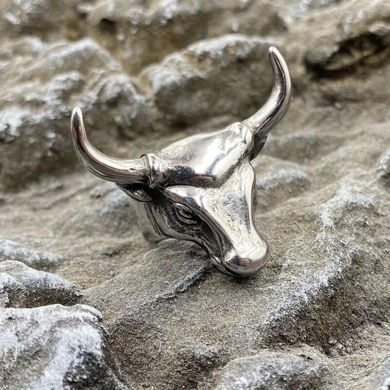 Bull Animals Domineering Vintage Wolf Δαχτυλίδι από ανοξείδωτο ατσάλι Punk Bikers Μόδα κοσμήματα Gothic Party Ανδρικά δαχτυλίδια Unisex Χονδρική