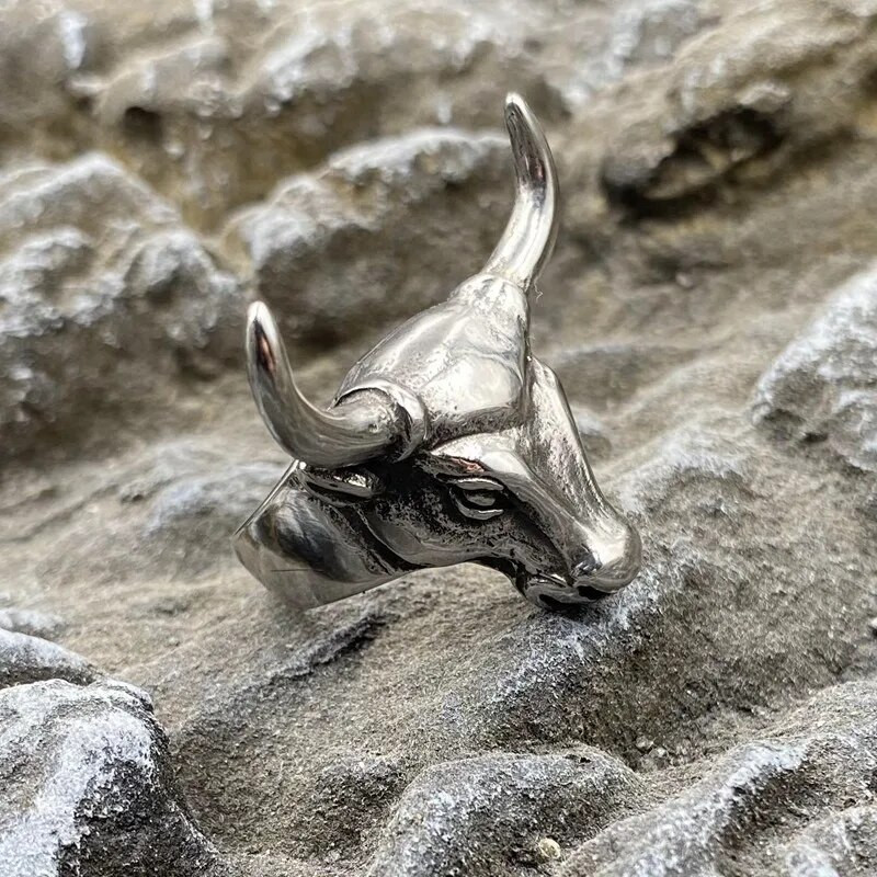 Bull Animals Domineering Vintage Wolf Δαχτυλίδι από ανοξείδωτο ατσάλι Punk Bikers Μόδα κοσμήματα Gothic Party Ανδρικά δαχτυλίδια Unisex Χονδρική