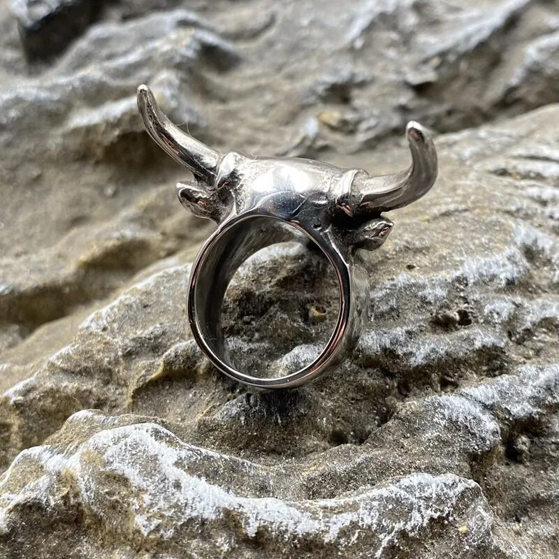 Bull Animals Domineering Vintage Wolf Δαχτυλίδι από ανοξείδωτο ατσάλι Punk Bikers Μόδα κοσμήματα Gothic Party Ανδρικά δαχτυλίδια Unisex Χονδρική