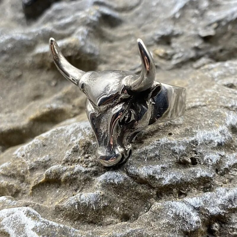 Bull Animals Domineering Vintage Wolf Δαχτυλίδι από ανοξείδωτο ατσάλι Punk Bikers Μόδα κοσμήματα Gothic Party Ανδρικά δαχτυλίδια Unisex Χονδρική