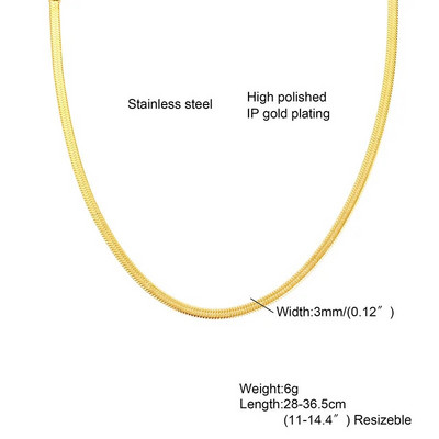 Snake kaelakee meeste, kullavärvi lamedad maod kett kaelakeed kihiline Lihtne heeringas Link Choker meeste naiste ehted 38cm - 60cm