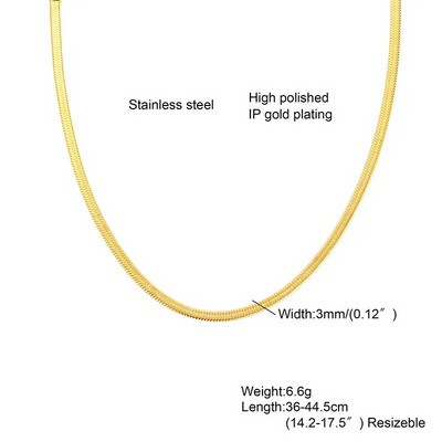 Snake kaelakee meeste, kullavärvi lamedad maod kett kaelakeed kihiline Lihtne heeringas Link Choker meeste naiste ehted 38cm - 60cm