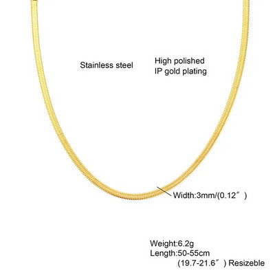 Snake kaelakee meeste, kullavärvi lamedad maod kett kaelakeed kihiline Lihtne heeringas Link Choker meeste naiste ehted 38cm - 60cm