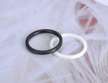 JeeMango Модерни 2 мм черни и бели керамични пръстени, бижута, сватбени годежни пръстени за жени Anneaux Anillos JR19051