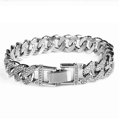 Hip Hop Läikiv Kuuba Link Keti Käevõrud Naised Mehed Kullavärvi Rhinestone Iced Out Keti Käevõrud Punk Käepael Ehted Kingitus